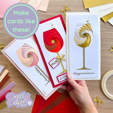 Load image into Gallery viewer, make cards like this - three iris fold wine glass cards