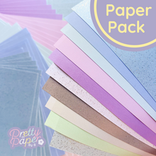 Load image into Gallery viewer, Winter Wonderland Paper Pack A5, 60 Sheets | Plain & Sparkle Paper Pad | Blue Lilac Turquoise Silver Craft Paper