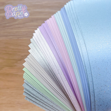 Load image into Gallery viewer, Winter Wonderland Paper Pack A5, 60 Sheets | Plain & Sparkle Paper Pad | Blue Lilac Turquoise Silver Craft Paper