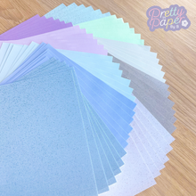 Load image into Gallery viewer, Winter Wonderland Paper Pack A5, 60 Sheets | Plain & Sparkle Paper Pad | Blue Lilac Turquoise Silver Craft Paper