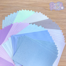 Load image into Gallery viewer, Winter Wonderland Paper Pack A5, 60 Sheets | Plain & Sparkle Paper Pad | Blue Lilac Turquoise Silver Craft Paper