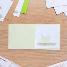 Load image into Gallery viewer, Wren cut-out on pale green card blank