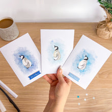 Load image into Gallery viewer, Baby Penguin Card Apertures A6 (Pack of 6) | PRINTED White Card Blanks & Envelopes x6 | Christmas