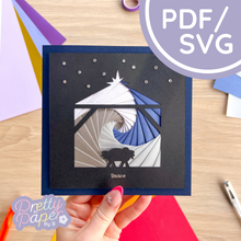 Load image into Gallery viewer, nativity-silhouette-iris-folding-pattern