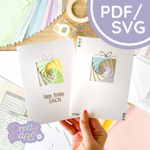 Load image into Gallery viewer, Square Mini Iris Folding Pattern PDF & SVG | Beginner Printable Download | Cut File | Card Making Template