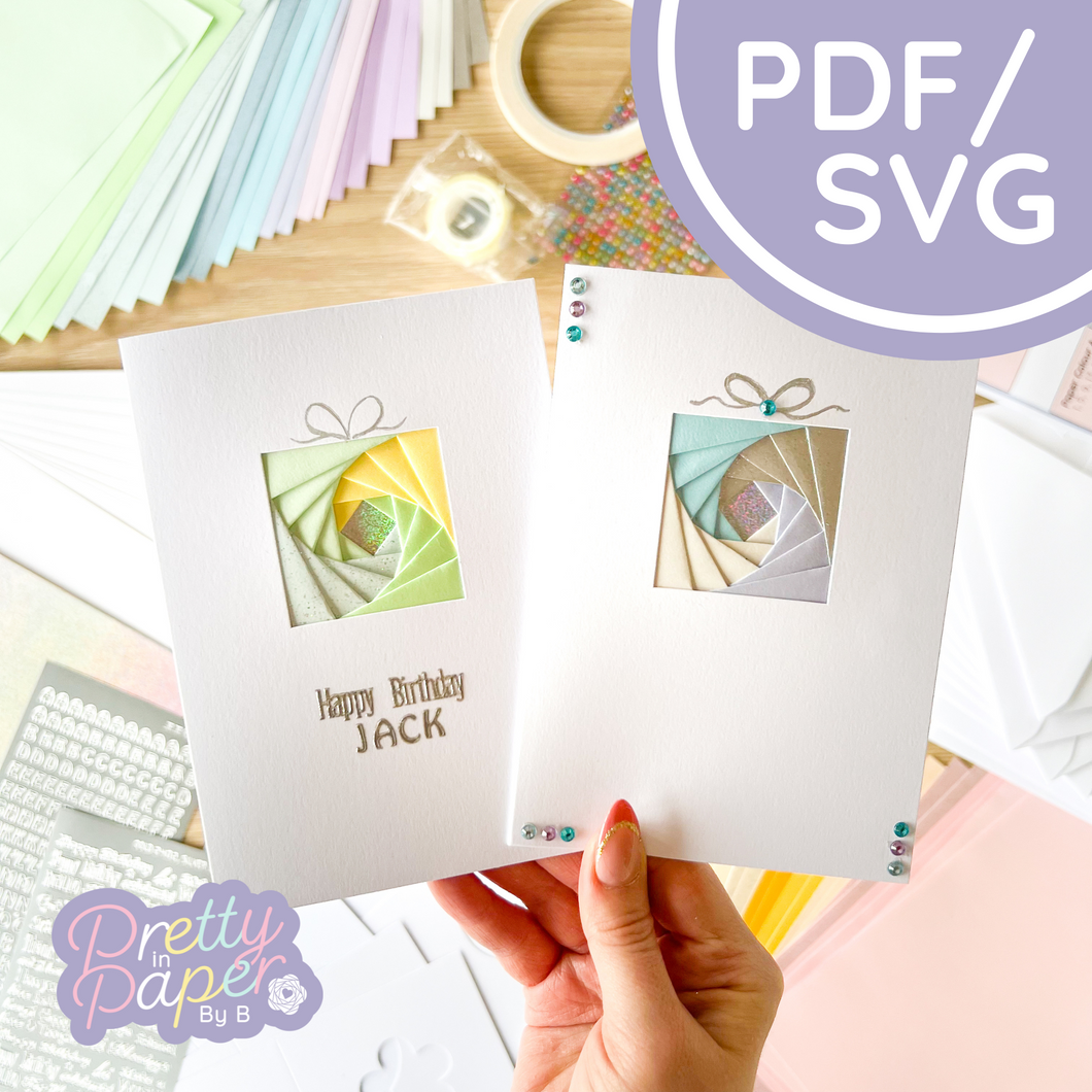Square Mini Iris Folding Pattern PDF & SVG | Beginner Printable Download | Cut File | Card Making Template