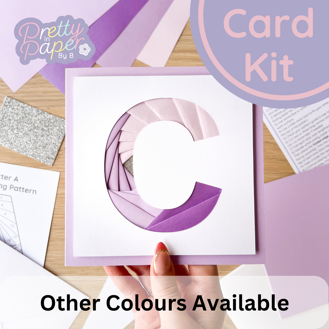 Alphabet Letter C Card Kit | Iris Folding Initial Card Making Kit | Beginner Craft Kit