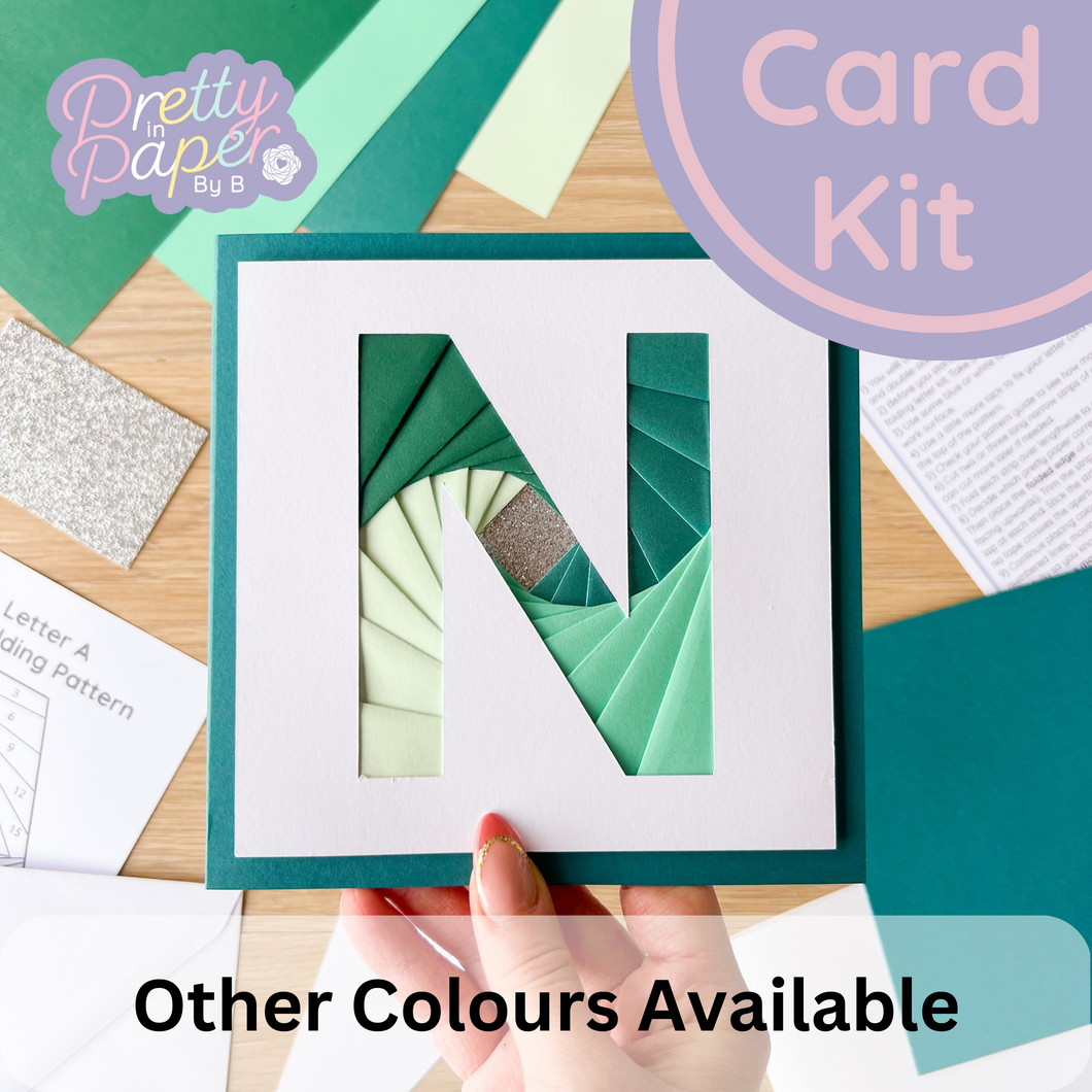 Alphabet Letter N Card Kit | Iris Folding Initial Card Making Kit | Beginner Craft Kit
