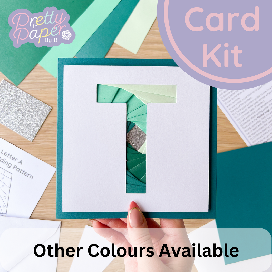 Alphabet Letter T Card Kit | Iris Folding Initial Card Making Kit | Intermediate Craft Kit