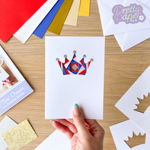 Load image into Gallery viewer, Red, white and blue crown iris folding card
