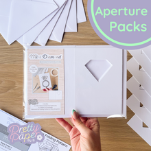 Load image into Gallery viewer, Diamond Card Apertures A6 (Pack of 6) | White Card Blanks & Envelopes x6