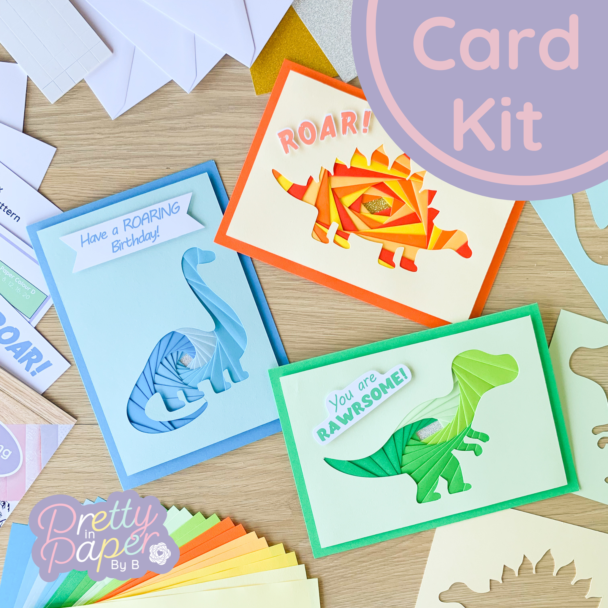 Dinosaur Card Making Kit, Iris Folding Craft Kit Beginners