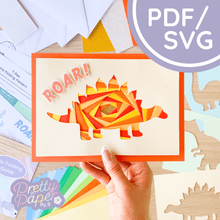 Load image into Gallery viewer, Dinosaur Iris Folding Pattern Template