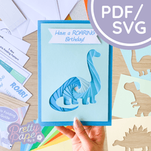 Load image into Gallery viewer, Dinosaur Iris Folding Template Diplodocus