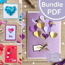 Load image into Gallery viewer, Heart Iris Folding Pattern Bundle PDF & SVG | 4x Love Heart Beginner Printable Download Cut File