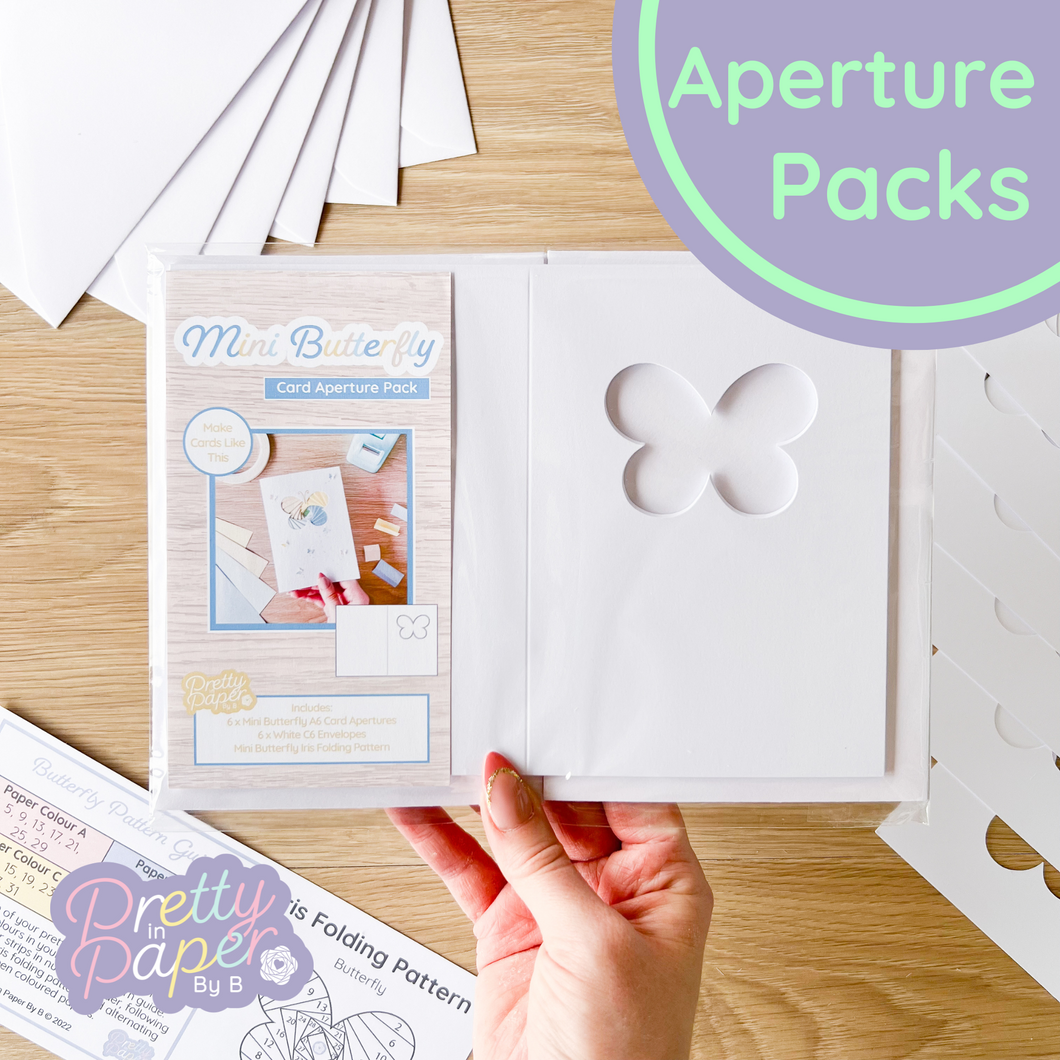 Mini Butterfly Card Apertures A6 (Pack of 6) | White Card Blanks & Envelopes x6