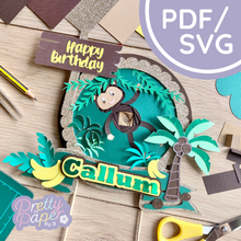 Load image into Gallery viewer, Monkey Iris Folding Template