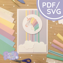 Load image into Gallery viewer, Unicorn Iris Folding Pattern Template PDF & SVG | Unicorn Printable PDF Download & Cut File | Card Making