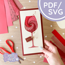 Load image into Gallery viewer, Wine Glass Iris Folding Pattern Template