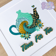 Load image into Gallery viewer, Teapot Art Iris Folding Pattern PDF &amp; SVG | Tea Pot Large Printable Template Download | Cut File | Card Making Template
