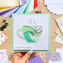 Load image into Gallery viewer, Tea Cup Iris Folding Pattern PDF &amp; SVG | Tea Mug Beginner Iris Folding Template Download | Cut File | Card Making Template
