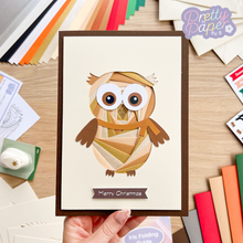 Load image into Gallery viewer, Brown owl iris fold card
