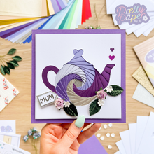 Load image into Gallery viewer, Tea pot iris fold greeting card

