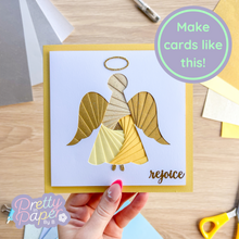 Load image into Gallery viewer, Gold iris fold angel card
