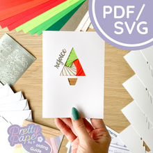 Load image into Gallery viewer, Basic Christmas Tree Iris Folding Pattern PDF &amp; SVG |  Mini Christmas Tree Beginner Printable Download | Cut File | Card Making Template
