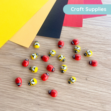 Load image into Gallery viewer, Bee and ladybird wooden craft embellishments
