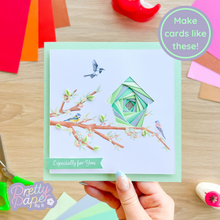 Load image into Gallery viewer, Iris Folded Summer Bird House Greeting Card
