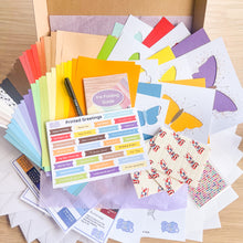 Load image into Gallery viewer, British Butterflies Kit Contents arranged in a box on a wooden surface
