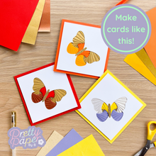 Load image into Gallery viewer, Butterfly Aperture Card Pack - three iris fold butterfly cards
