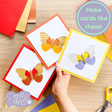 Load image into Gallery viewer, Butterfly Aperture Card Pack - Three iris fold butterfly cards
