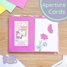 Load image into Gallery viewer, Butterfly Garden Aperture Card with flower
