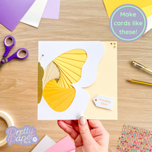 Load image into Gallery viewer, Yellow butterfly wing iris fold card
