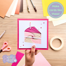 Load image into Gallery viewer, Make cards like this - iris folding strawberry cake slice
