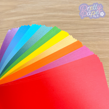 Load image into Gallery viewer, Carnival Brights Paper Pack A5, 60 Sheets | Plain &amp; Pearlised Paper Pad | Yellow, Orange, Pink, Purple, Green, Blue Craft Paper
