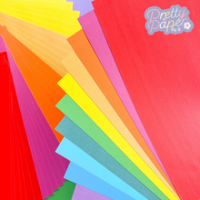 Load image into Gallery viewer, Carnival Brights Paper Pack A5, 60 Sheets | Plain &amp; Pearlised Paper Pad | Yellow, Orange, Pink, Purple, Green, Blue Craft Paper
