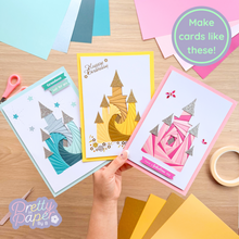 Load image into Gallery viewer, Make cards like these - three iris folding castle cards
