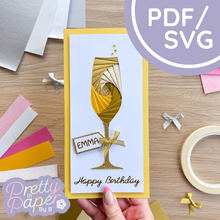 Load image into Gallery viewer, Champagne Glass Iris Fold Template
