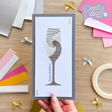 Load image into Gallery viewer, Silver Iris Fold Champagne Glass Card
