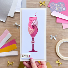 Load image into Gallery viewer, Pink Iris Fold Champagne Glass Card
