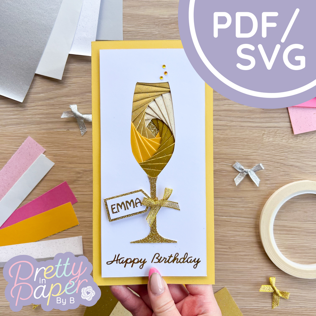 Champagne Glass Iris Fold Template