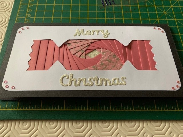 Deep pink cracker Christmas card