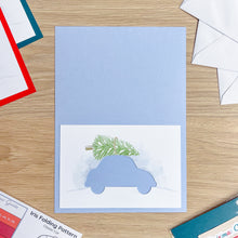 Load image into Gallery viewer, Classic Christmas Car Aperture Card (Pack of 3) | 3 x A5 PRINTED Apertures, Coloured Card Blanks &amp; White Envelopes
