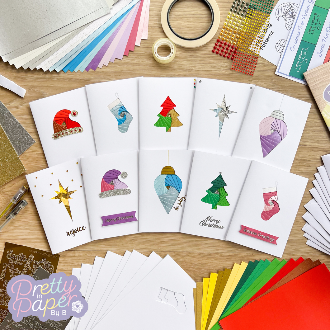 Ten iris fold christmas cards made with the Christmas Collection kit