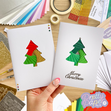 Load image into Gallery viewer, two iris fold christmas tree cards

