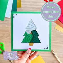 Load image into Gallery viewer, Green iris fold christmas tree card
