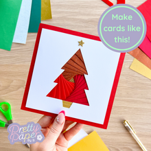 Load image into Gallery viewer, Red iris fold Christmas Tree card

